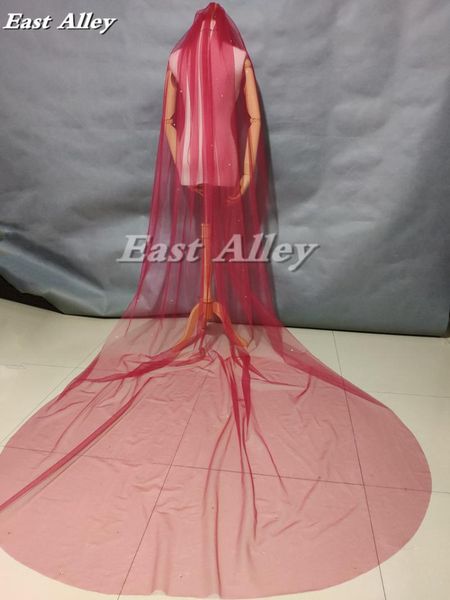 bridal veils burgundy color scattered crystal wedding veil 3 meter long cut edge, Black
bridal veils burgundy color scattered crystal wedding veil 3 meter long cut edge, Black