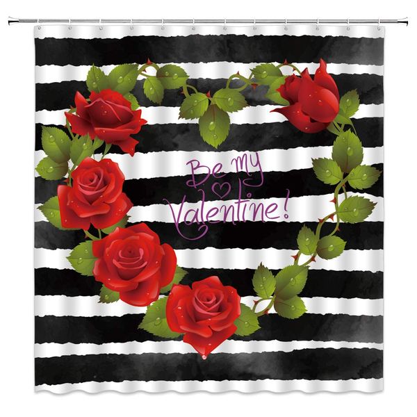 romantic shower curtain red rose green leaf black white stripes be my valentine's day decor lover fabric bath curtains bathroom
romantic shower curtain red rose green leaf black white stripes be my valentine's day decor lover fabric bath curtains bathroom
