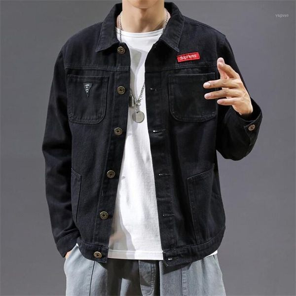 men's jackets korean style men 2021spring japanese loose cotton 5xl large denim jacket youth single breasted wholesale clothing, Black;brown
men's jackets korean style men 2021spring japanese loose cotton 5xl large denim jacket youth single breasted wholesale clothing, Black;brown