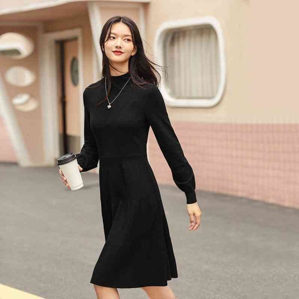 dress winter knit half high collar lantern waisted slim long sleeve dress 65ph, Black;gray
dress winter knit half high collar lantern waisted slim long sleeve dress 65ph, Black;gray