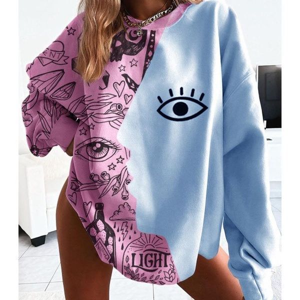 women's hoodies & sweatshirts eye print patchwork loose vintage chic design oversized sweatshirt women pullover crewneck streetwear har, Black
women's hoodies & sweatshirts eye print patchwork loose vintage chic design oversized sweatshirt women pullover crewneck streetwear har, Black