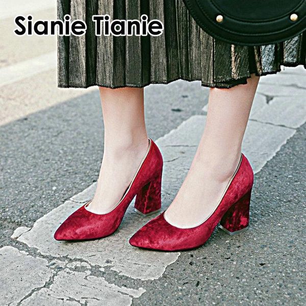 dress shoes sianie tianie velour velvet pointed toe red navy woman pumps block high heels stilettos fashion women size 33-46, Black
dress shoes sianie tianie velour velvet pointed toe red navy woman pumps block high heels stilettos fashion women size 33-46, Black