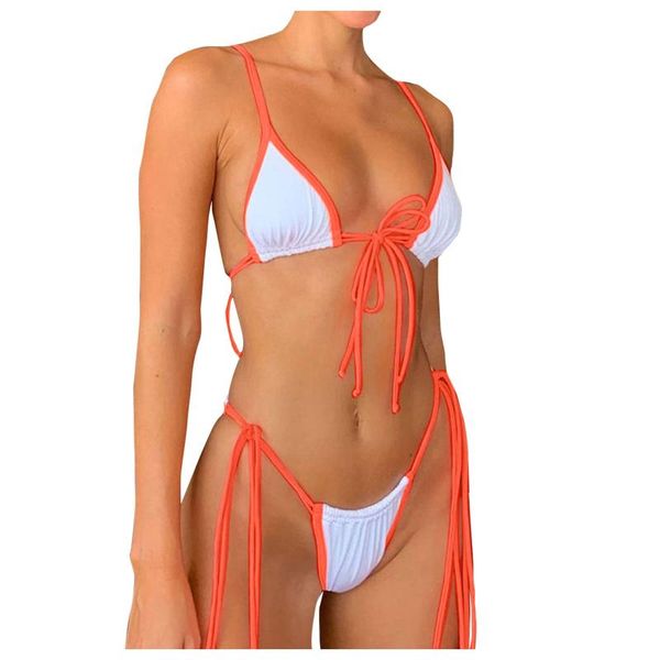 women's swimwear women solid white bikini set colorful drawstring straps push up high cut backless swimsuit female a20, White;black
women's swimwear women solid white bikini set colorful drawstring straps push up high cut backless swimsuit female a20, White;black