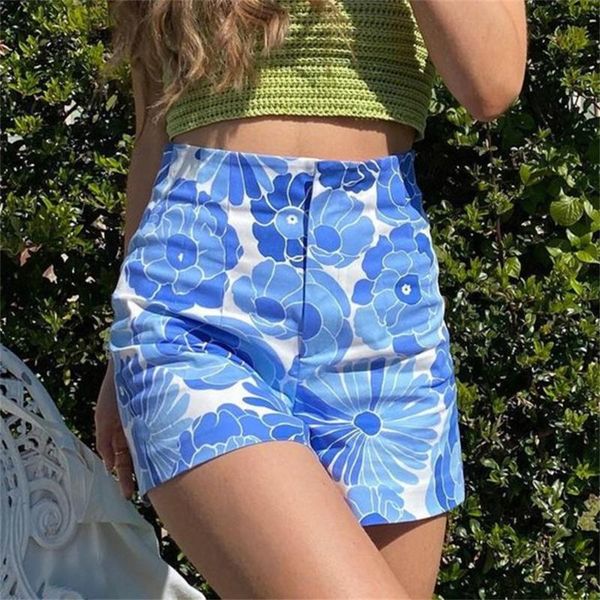 women's shorts 2021 summer women wide-leg blue floral printed pattern high waist leisure trousers, White;black
women's shorts 2021 summer women wide-leg blue floral printed pattern high waist leisure trousers, White;black