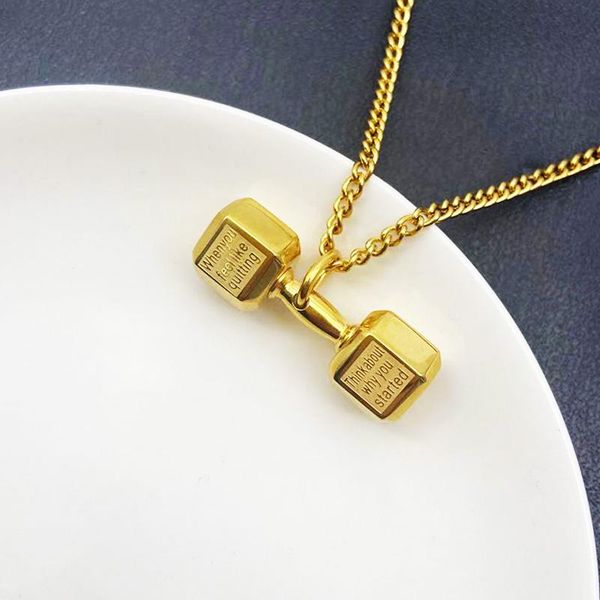 pendant necklaces golden dumbbell necklace mens stainless steel fitness accessories barbell fashion 2021 gifts for men, Silver
pendant necklaces golden dumbbell necklace mens stainless steel fitness accessories barbell fashion 2021 gifts for men, Silver