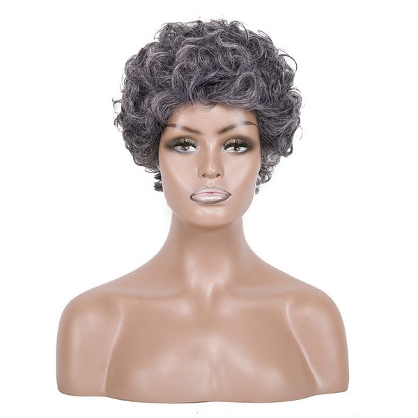 lady short omber grey curly wig synthetic wig with bang heat resistant fiber for women daily use looking nature wig, Black
lady short omber grey curly wig synthetic wig with bang heat resistant fiber for women daily use looking nature wig, Black