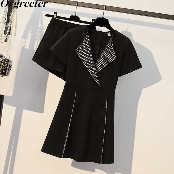 vintage office ladies black two piece set slim summer lapel slit dress and shorts suits women casual party 210525, White
vintage office ladies black two piece set slim summer lapel slit dress and shorts suits women casual party 210525, White