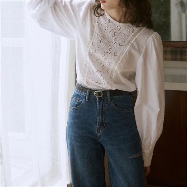women's blouses & shirts zxqj women 2021 fashion stitched back cut-out vintage o neck long sleeve female blusas chic, White
women's blouses & shirts zxqj women 2021 fashion stitched back cut-out vintage o neck long sleeve female blusas chic, White