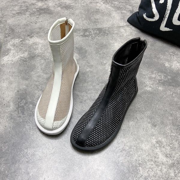 european and american fashion flat-bottomed hollow ladies boots summer mesh zipper short boots., Black
european and american fashion flat-bottomed hollow ladies boots summer mesh zipper short boots., Black