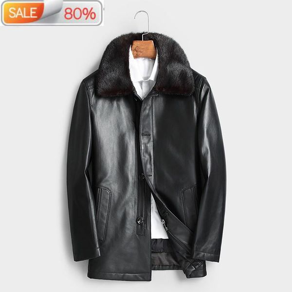 men's leather & faux sheepskin coat winter genuine down jacket men collar jaqueta de couro 2021 1707, Black
men's leather & faux sheepskin coat winter genuine down jacket men collar jaqueta de couro 2021 1707, Black