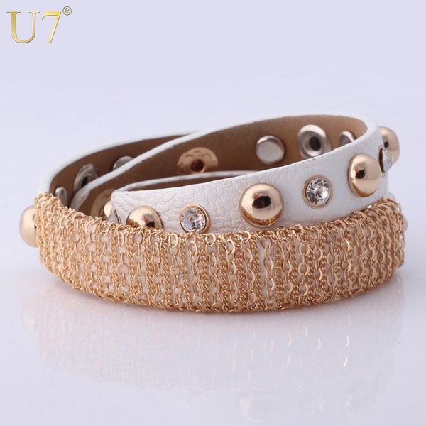 tennis u7 wrap bracelets punk men jewelry gold color resizable 3 colors genuine leather h531, Golden;silver
tennis u7 wrap bracelets punk men jewelry gold color resizable 3 colors genuine leather h531, Golden;silver