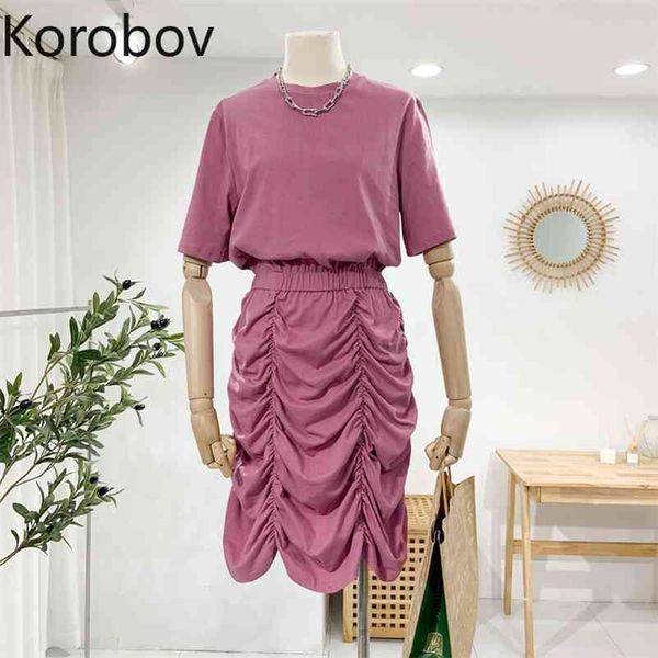 korobov new chic o neck short sleeve women dress vintage solid ruched korean dresses summer high waist vestidos 210430, Black;gray
korobov new chic o neck short sleeve women dress vintage solid ruched korean dresses summer high waist vestidos 210430, Black;gray