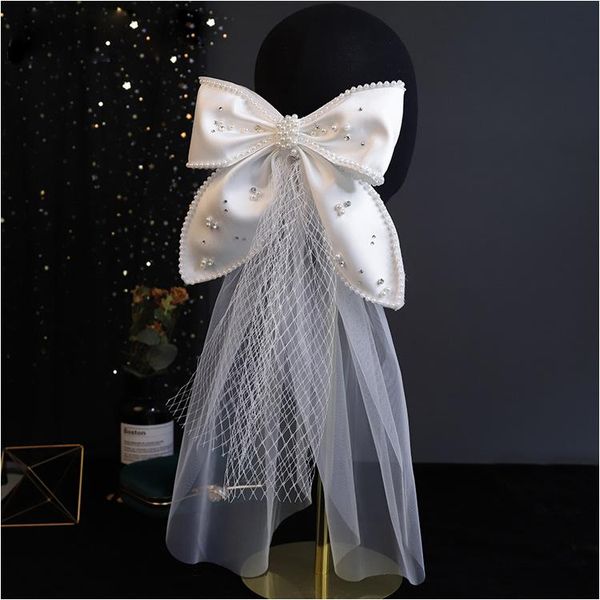 headpieces sen retro art handmade bow pearl embellishment princess satin veil bridal headdress romantic wedding accessories, Silver
headpieces sen retro art handmade bow pearl embellishment princess satin veil bridal headdress romantic wedding accessories, Silver