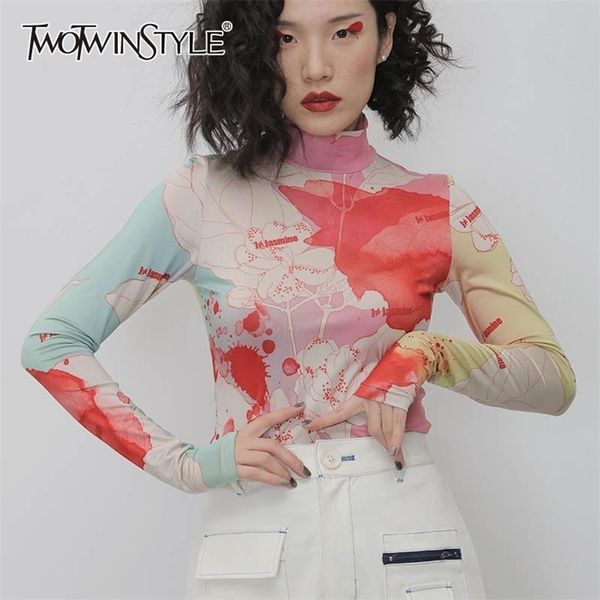 twotyle causal print hit color women's t-shirt turtleneck long sleeve slim shirts for female fashion clothing 210708, White
twotyle causal print hit color women's t-shirt turtleneck long sleeve slim shirts for female fashion clothing 210708, White