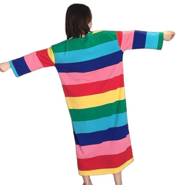 casual dresses fashion rainbow stripes spring summer dress for women 2021 long-sleeved loose large size vestidos de mujer, Black;gray
casual dresses fashion rainbow stripes spring summer dress for women 2021 long-sleeved loose large size vestidos de mujer, Black;gray