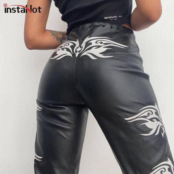 women's pants & capris insta faux leather pu casual print y2k women straight drawstring trousers club 2021 female high waist button pan, Black;white
women's pants & capris insta faux leather pu casual print y2k women straight drawstring trousers club 2021 female high waist button pan, Black;white