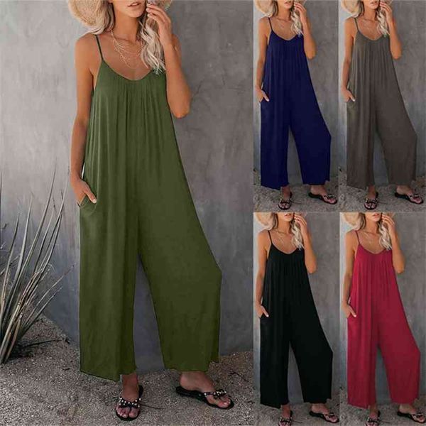 women fashion v neck sleeveless straps jumpsuits summer wide leg trousers solid loose rompers ladies casual long overalls 210522, Black;white
women fashion v neck sleeveless straps jumpsuits summer wide leg trousers solid loose rompers ladies casual long overalls 210522, Black;white