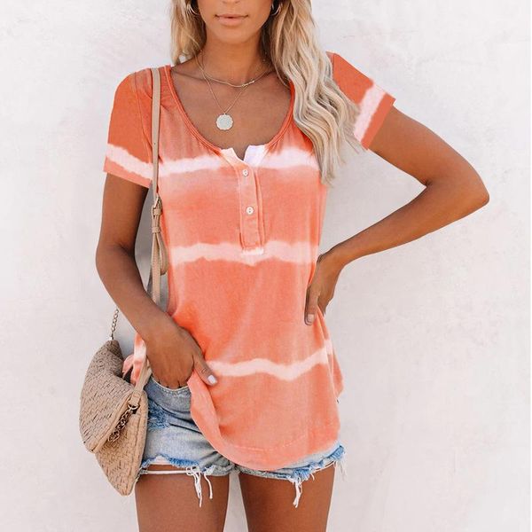 women t-shirt casual short sleeve stripe printed big size 5xl summer v-neck button tie-dye lady loose women's, White
women t-shirt casual short sleeve stripe printed big size 5xl summer v-neck button tie-dye lady loose women's, White