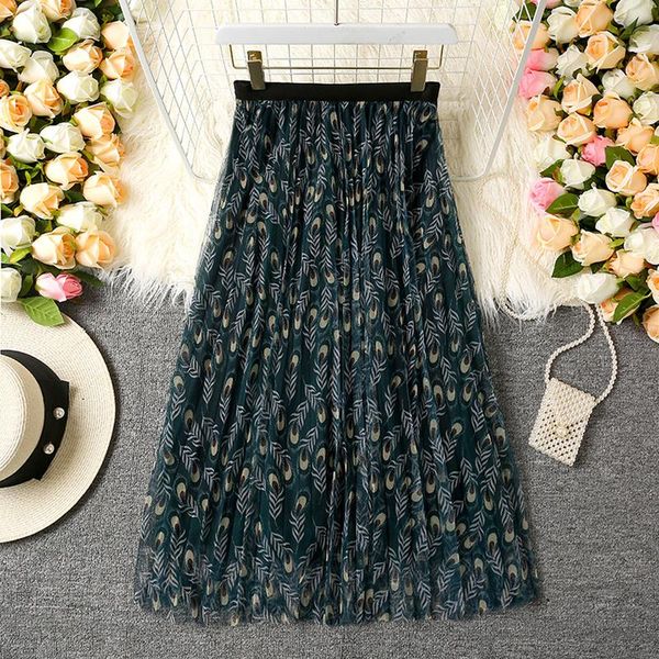 falda plisada de mujer 2021 summer casual vintage green feather print mesh skirt fashion korean style high waist pleated skirts, Black
falda plisada de mujer 2021 summer casual vintage green feather print mesh skirt fashion korean style high waist pleated skirts, Black