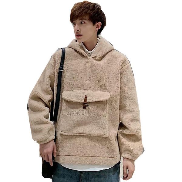 men's hoodies & sweatshirts zogaa 2021 lamb wool solid color sweatshirt winter wear set head student versatile loose hooded trendy men, Black
men's hoodies & sweatshirts zogaa 2021 lamb wool solid color sweatshirt winter wear set head student versatile loose hooded trendy men, Black