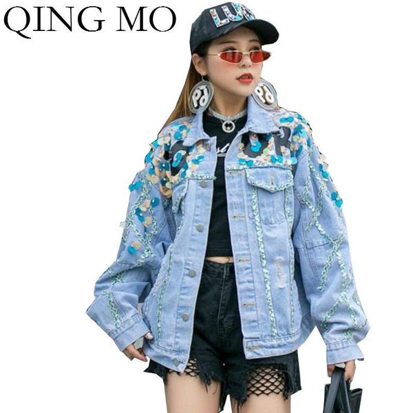women's jackets qing mo women denim jacket 2021 autumn sequin coat female chic short outwear single breasted zqy4661, Black;brown
women's jackets qing mo women denim jacket 2021 autumn sequin coat female chic short outwear single breasted zqy4661, Black;brown