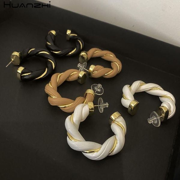 korean trendy minimalist twist winding leather black white geometry metal hoop earring for women girls jewelry & huggie, Golden;silver
korean trendy minimalist twist winding leather black white geometry metal hoop earring for women girls jewelry & huggie, Golden;silver
