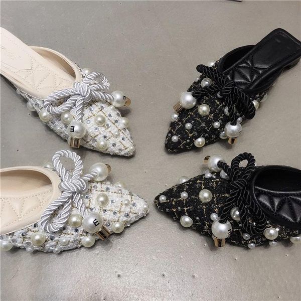 women mules slippers fashion pearl pointed toe ladies flats shoes causal outdoor crystal luxury woman, Black
women mules slippers fashion pearl pointed toe ladies flats shoes causal outdoor crystal luxury woman, Black