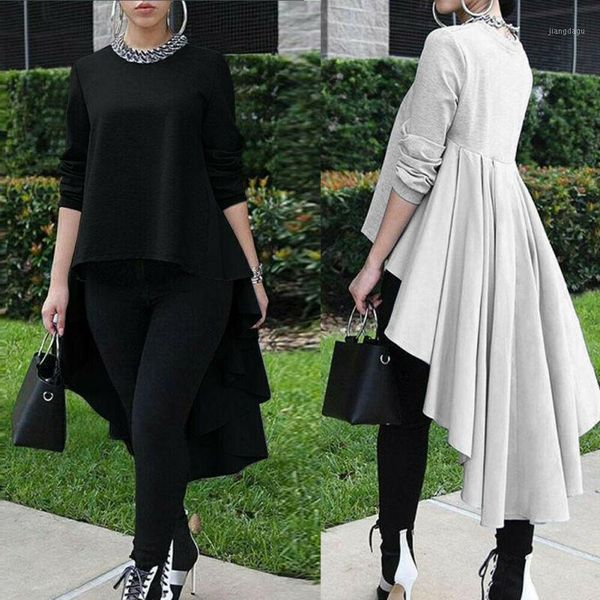 women's blouses & shirts long sleeve asymmetrical waterfall shirt high low loose blouse tunic plus size, White
women's blouses & shirts long sleeve asymmetrical waterfall shirt high low loose blouse tunic plus size, White