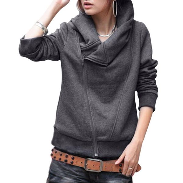 women's hoodies & sweatshirts stylish turn-down neck long sleeve zippered solid color hoodie, Black
women's hoodies & sweatshirts stylish turn-down neck long sleeve zippered solid color hoodie, Black
