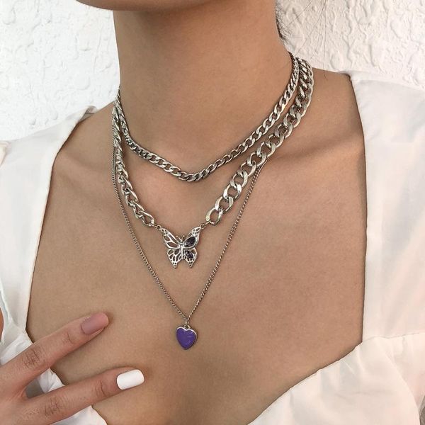 chokers women heart butterfly pendant necklace multi-layered personality link chain necklaces 3pcs/set retro hip hop jewelry, Golden;silver
chokers women heart butterfly pendant necklace multi-layered personality link chain necklaces 3pcs/set retro hip hop jewelry, Golden;silver