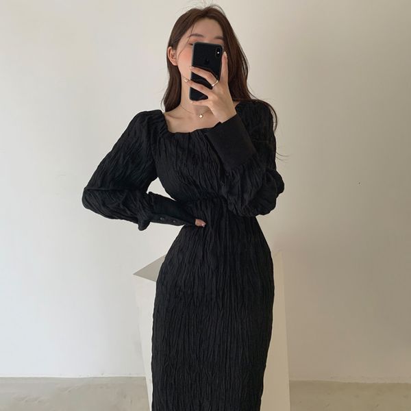 dress korean style elegant woman long full sleeve square neck slolid color casual high waist ladies es vintage qr4z pf7u, Black;gray
dress korean style elegant woman long full sleeve square neck slolid color casual high waist ladies es vintage qr4z pf7u, Black;gray