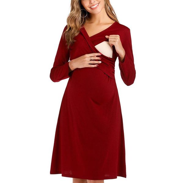 maternity dresses breastfeeding clothes for pregnant women clothing solid v-neck pregnancy mother wear evening dress, White
maternity dresses breastfeeding clothes for pregnant women clothing solid v-neck pregnancy mother wear evening dress, White