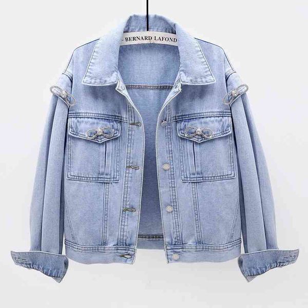 jacket vintage light blue denim coat women short outwear chaquetas mujer loose removable diamonds appliques jeans jacket female, Black;brown
jacket vintage light blue denim coat women short outwear chaquetas mujer loose removable diamonds appliques jeans jacket female, Black;brown