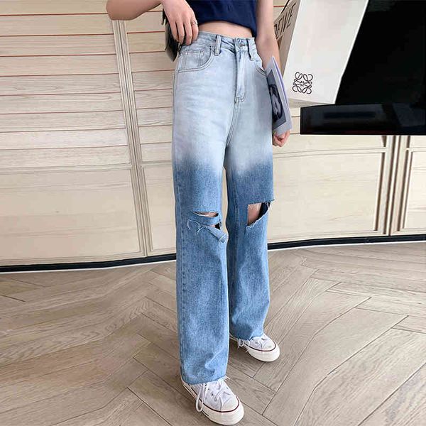women's jeans loose female brim pants summer high waist straight leg women's 6gym, Blue
women's jeans loose female brim pants summer high waist straight leg women's 6gym, Blue