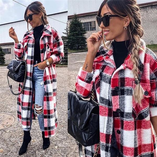 women's jackets autumn plaid long cardigan coat winter women lapel single breasted slim turndown collar windproof jacket, Black;brown
women's jackets autumn plaid long cardigan coat winter women lapel single breasted slim turndown collar windproof jacket, Black;brown