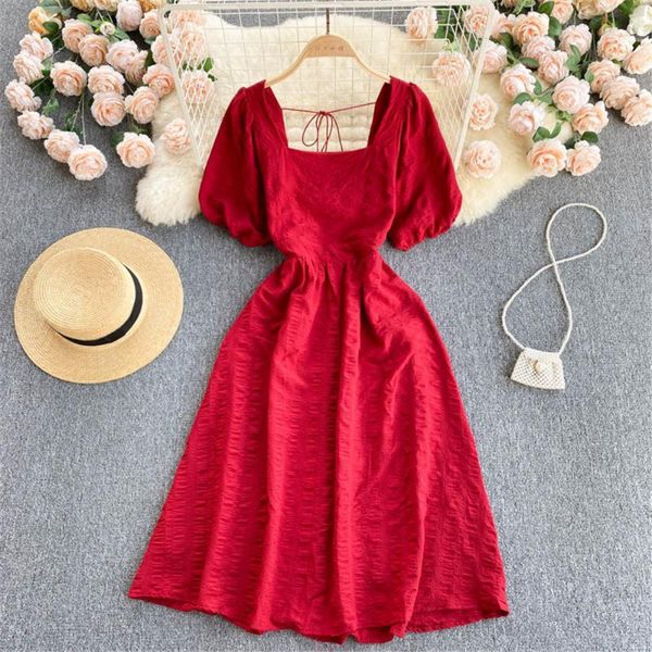 casual dresses red sweet kawaii dress summer women puff sleeve backless bandage fashion a line vestidos female clothing 2021, Black;gray
casual dresses red sweet kawaii dress summer women puff sleeve backless bandage fashion a line vestidos female clothing 2021, Black;gray