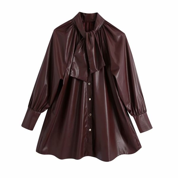 vintage woman loose burgundy draped pu blouse fashion ladies autumn oversized single breasted shirt female casual 210515, Black
vintage woman loose burgundy draped pu blouse fashion ladies autumn oversized single breasted shirt female casual 210515, Black