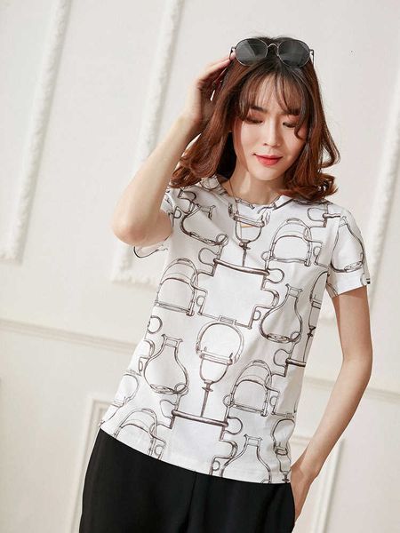 women's t-shirt round-necked shirt with short sleeves and silk printed t-s cultivate morality 9umh, White
women's t-shirt round-necked shirt with short sleeves and silk printed t-s cultivate morality 9umh, White