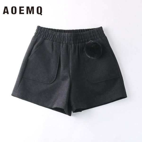 women's shorts aoemq retro elastic high waist hair ball decoration oblique pocket loose small a-line version of woolen outer skirt, White;black
women's shorts aoemq retro elastic high waist hair ball decoration oblique pocket loose small a-line version of woolen outer skirt, White;black