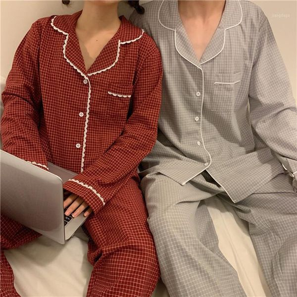 lace side couple pajamas sets long sleeve plaid pants 2 piece set homewear women autumn for lovers home suit girls boys men's sleepwear, Black;brown
lace side couple pajamas sets long sleeve plaid pants 2 piece set homewear women autumn for lovers home suit girls boys men's sleepwear, Black;brown