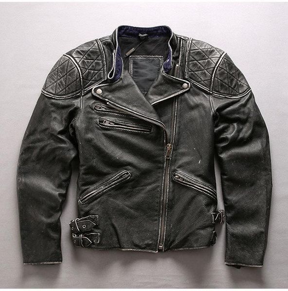men's leather & faux vintage motorcycle cowhide skulls oblique zipper genuine coat men moto biker jacket male, Black
men's leather & faux vintage motorcycle cowhide skulls oblique zipper genuine coat men moto biker jacket male, Black