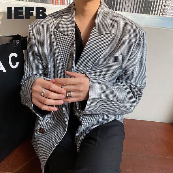iefb men's wear spring exquisite double breasted plaid casual suit coat vintage loose causal blazers jacket for male 210524, White;black
iefb men's wear spring exquisite double breasted plaid casual suit coat vintage loose causal blazers jacket for male 210524, White;black
