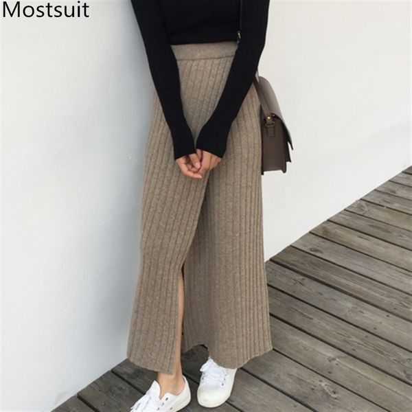 spring knitted high waist long skirt women side splitting a-line solid korean fashion female skirts 210518, Black
spring knitted high waist long skirt women side splitting a-line solid korean fashion female skirts 210518, Black