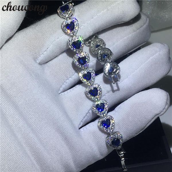 link, chain choucong lovers heart shape bracelet blue cubic zirconia white gold filled party wedding bracelets for women luxury jewerly, Black
link, chain choucong lovers heart shape bracelet blue cubic zirconia white gold filled party wedding bracelets for women luxury jewerly, Black