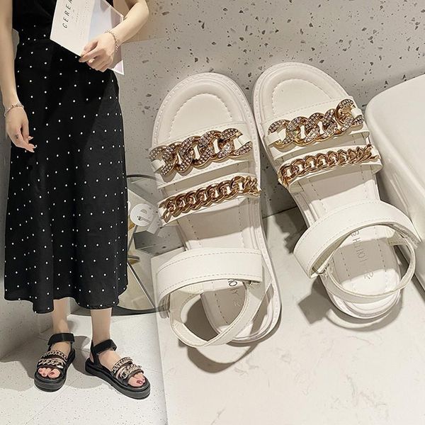 sandals summer luxury chain trifle bottom women's thick 2021 flat leisure commuting vacation, Black
sandals summer luxury chain trifle bottom women's thick 2021 flat leisure commuting vacation, Black