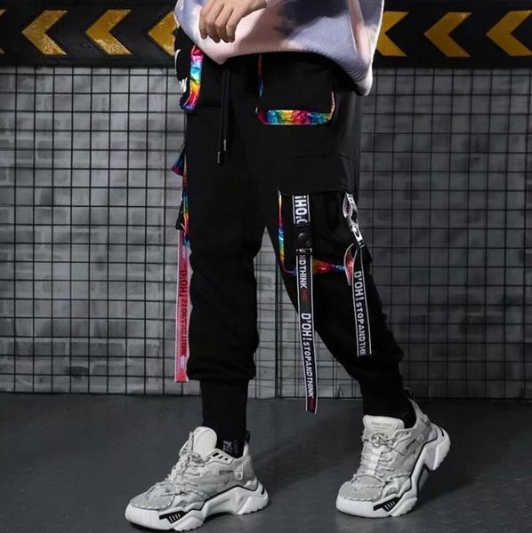men's pants hip hop joggers men letter ribbons cargo pockets track tactical casual techwear male trousers sweatpants sport streetwear, Black
men's pants hip hop joggers men letter ribbons cargo pockets track tactical casual techwear male trousers sweatpants sport streetwear, Black