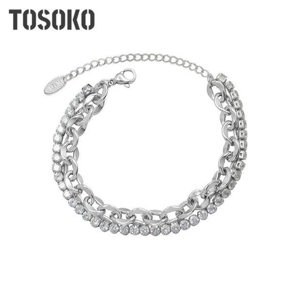 link, chain tosoko stainless steel jewelry double layer exaggerated irregular bracelet women's fashion zircon bse279, Black
link, chain tosoko stainless steel jewelry double layer exaggerated irregular bracelet women's fashion zircon bse279, Black