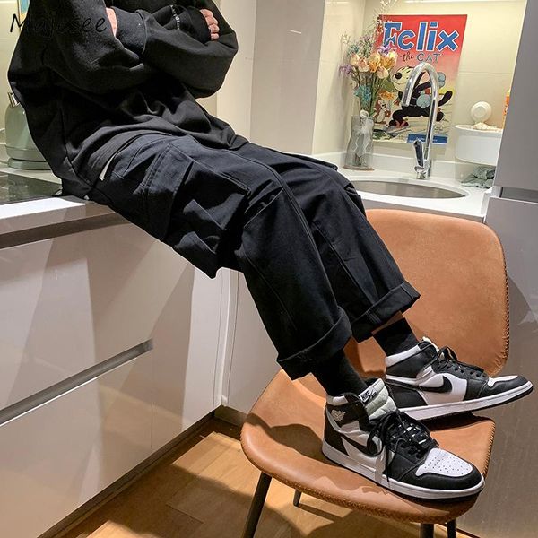 men casual pants cargo pockets loose fashion autumn winter trousers harajuku korean style ulzzang brand chic bottoms 2021 men's, Black
men casual pants cargo pockets loose fashion autumn winter trousers harajuku korean style ulzzang brand chic bottoms 2021 men's, Black