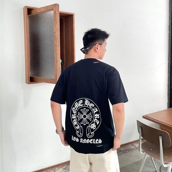 21 new cross cro hole loose short sleeve t-shirt men's and women's ch tide brand horseshoe print micro wide t-, White;black
21 new cross cro hole loose short sleeve t-shirt men's and women's ch tide brand horseshoe print micro wide t-, White;black