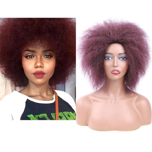 synthetic wigs fluffy afro kinky yaki straight hair heat resistant glueless wig black brown red color for women
synthetic wigs fluffy afro kinky yaki straight hair heat resistant glueless wig black brown red color for women
